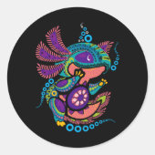 Axolotl Art Aztec Mexican Salamander Mexico Cinco Runder Aufkleber (Vorderseite)
