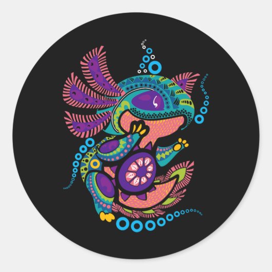 Axolotl Art Aztec Mexican Salamander Mexico Cinco Runder Aufkleber (Vorderseite)