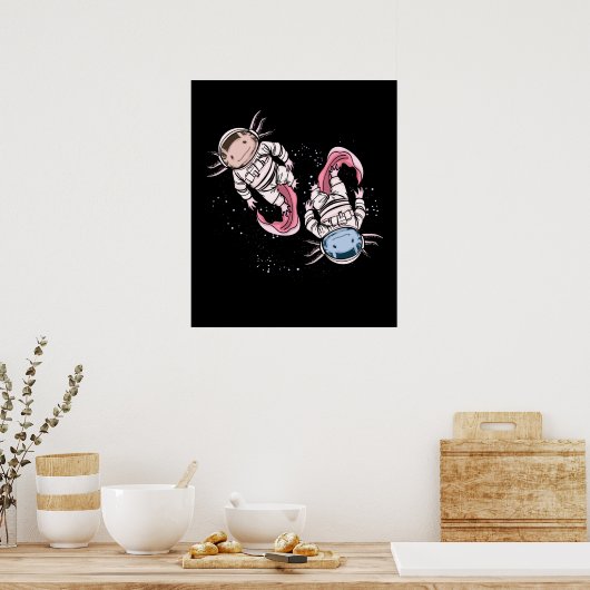 Axolotl Astronaut Gift Kids Outer Space Axel Poster (Küche)