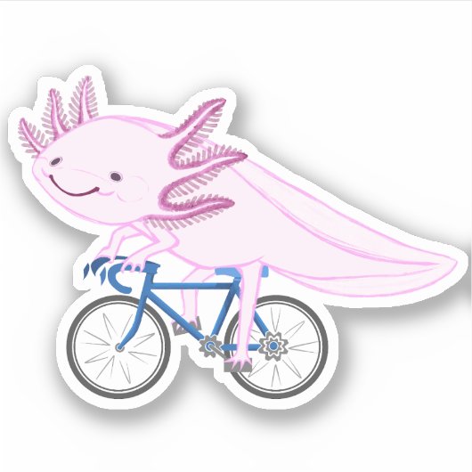 Axolotl auf einem Fahrrad Aufkleber (Vorderseite)