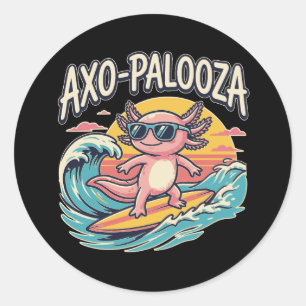 Axolotl Axo-Palooza Parodie im Stil der 90er Jahre Runder Aufkleber