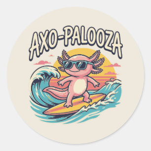 Axolotl Axo-Palooza Parodie im Stil der 90er Jahre Runder Aufkleber