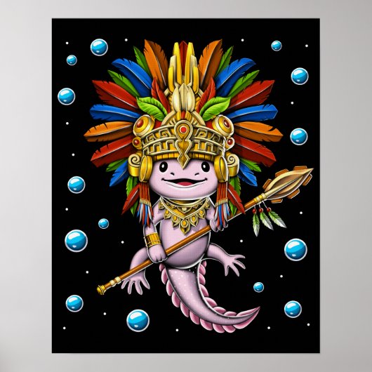 Axolotl Aztec Warrior Poster (Vorne)