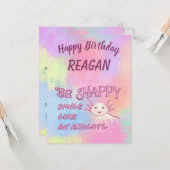 Axolotl Birthday Card Karte (Vorderseite/Rückseite Beispiel)