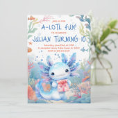 Axolotl Birthday Einladung (Stehend Vorderseite)