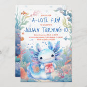 Axolotl Birthday Einladung (Vorne/Hinten)