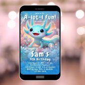 Axolotl Birthday Einladung Neon Boy Axolotl Party