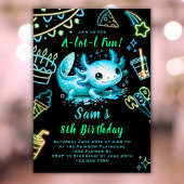Axolotl Birthday Einladung Neon Boy Axolotl Party