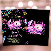 Axolotl Birthday Invitation Neon Axolotl Party Einladung