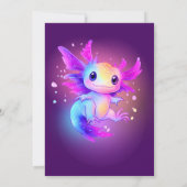 Axolotl Birthday Invitation Neon Glow Axolotl Einladung (Rückseite)