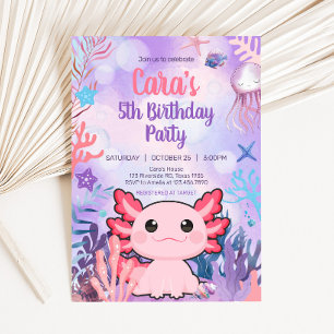 Axolotl Birthday Party Einladung