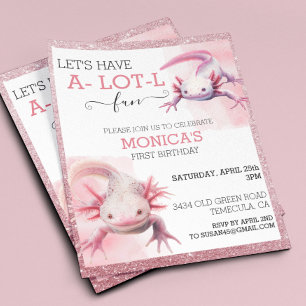 Axolotl Birthday Pink Glitzer Look