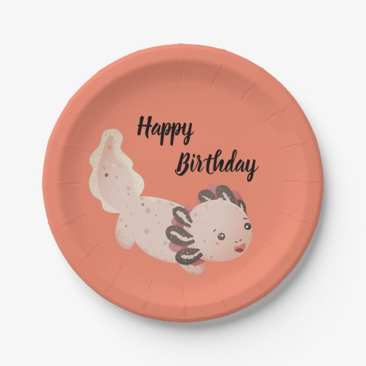 Axolotl Birthday Tellers Pappteller (Vorderseite)