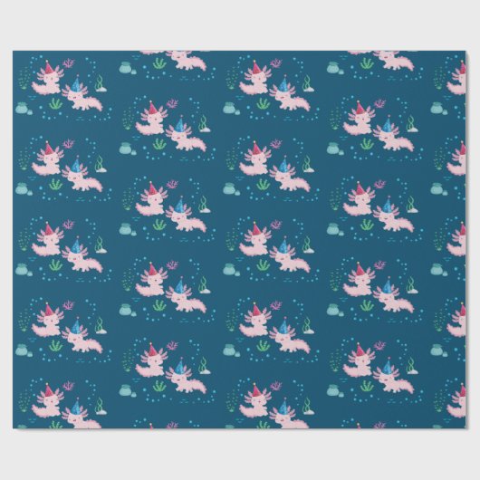 Axolotl Birthday Wises Geschenkpapier (Flach)