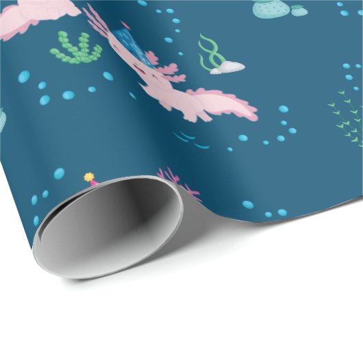 Axolotl Birthday Wises Geschenkpapier (Rolleneckpunkt)