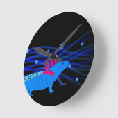 Axolotl Blau mit Sternen Runde Wanduhr (Winkel)
