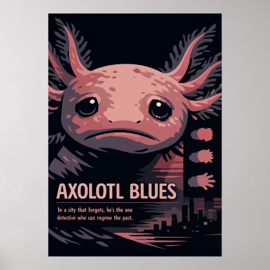 Axolotl Blues Noir Tierkunst Poster (Vorne)
