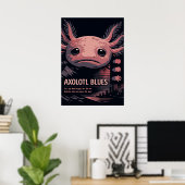 Axolotl Blues Noir Tierkunst Poster (Heimbüro)