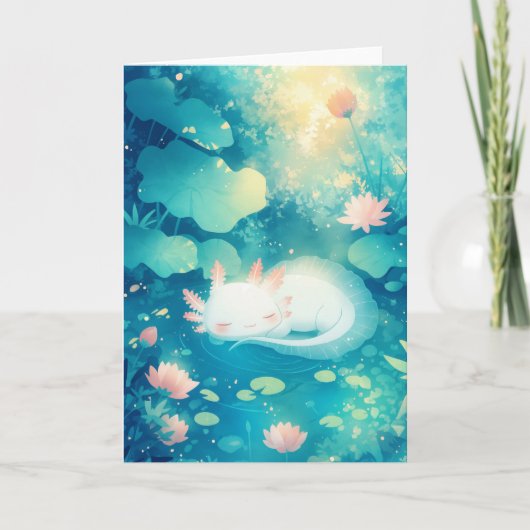 Axolotl Blume Pond Serenity Karte (Vorderseite)