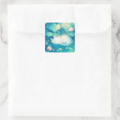 Axolotl Blume Pond Serenity Quadratischer Aufkleber (Tasche)