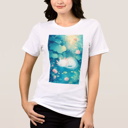 Axolotl Blume Pond Serenity Tri-Blend Shirt (Vorderseite)