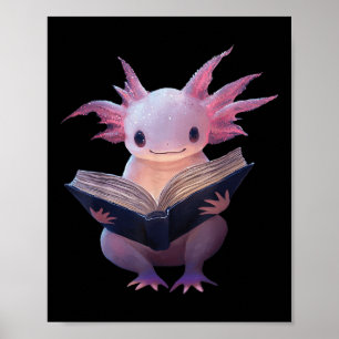 Axolotl Bookworm Lesebuch Funny Kawaii Grafik Poster