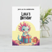 Axolotl boy & Girl Geburtstagsparty Einladung (Stehend Vorderseite)