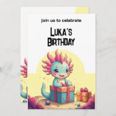 Axolotl boy & Girl Geburtstagsparty Einladung (Vorne/Hinten)