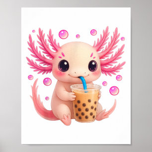 Axolotl Bubble Boba Tea Anime Niedlich Kawaii Teen Poster