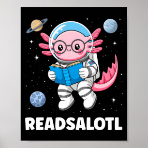 Axolotl Bücher lesen Axolotl lesendes Bücherwurm J Poster