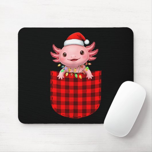 Axolotl Buffalo Red Plaid Cket Christmas Funny Men Mousepad (Mit Mouse)