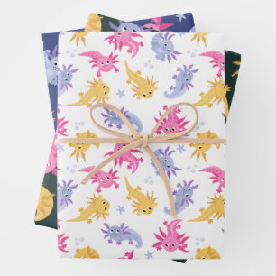 Axolotl Buntes Cartoon Geschenkpapier Set