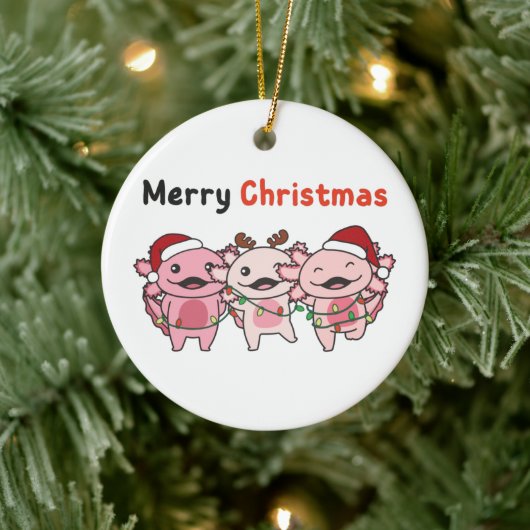Axolotl Christmas Cute Axolotls Merry Christmas Keramik Ornament (Baum)