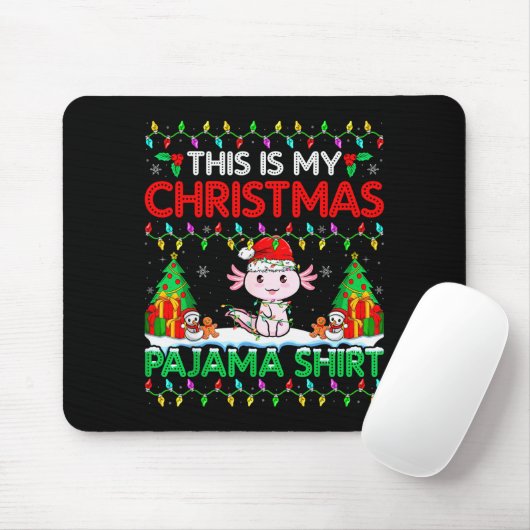 Axolotl Christmas Santa Hat Pajama Shirt Axolotl L Mousepad (Mit Mouse)