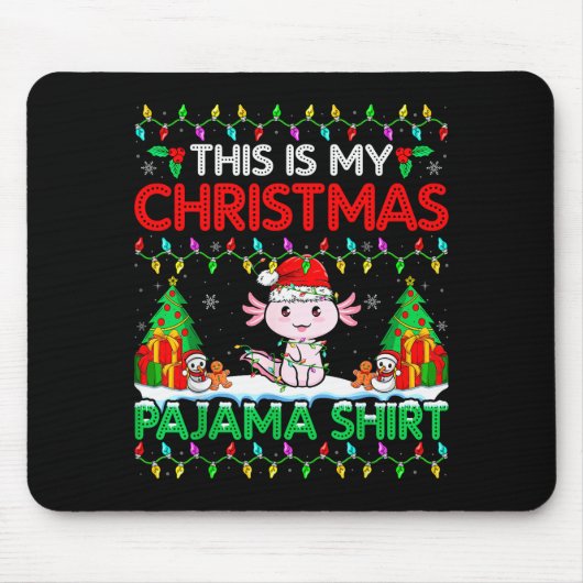 Axolotl Christmas Santa Hat Pajama Shirt Axolotl L Mousepad (Vorne)