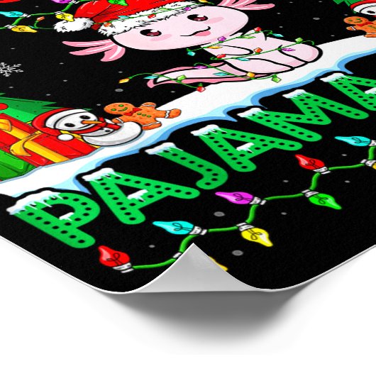 Axolotl Christmas Santa Hat Pajama Shirt Axolotl L Poster (Ecke)