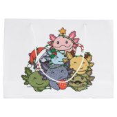 Axolotl Christmas Tree Funny Animal Christmas Große Geschenktüte (Rückseite)