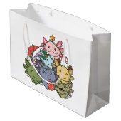 Axolotl Christmas Tree Funny Animal Christmas Große Geschenktüte (Rückseite Schrägansicht)