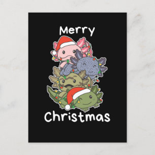 Axolotl Christmas Tree Weihnachtstiere Axolotls Feiertagspostkarte