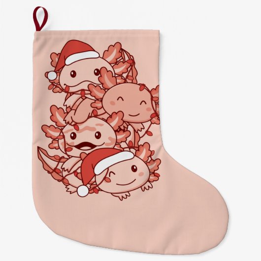 Axolotl Christmas Tree Weihnachtstiere Axolotls  Großer Weihnachtsstrumpf (Vorderseite)