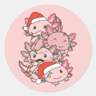 Axolotl Christmas Tree Weihnachtstiere Axolotls Runder Aufkleber