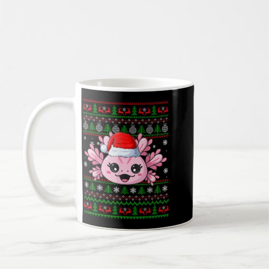 Axolotl Christmas Ugly Sweater Santa Axolotl Head Kaffeetasse (Links)
