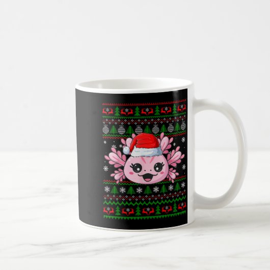Axolotl Christmas Ugly Sweater Santa Axolotl Head Kaffeetasse (Rechts)
