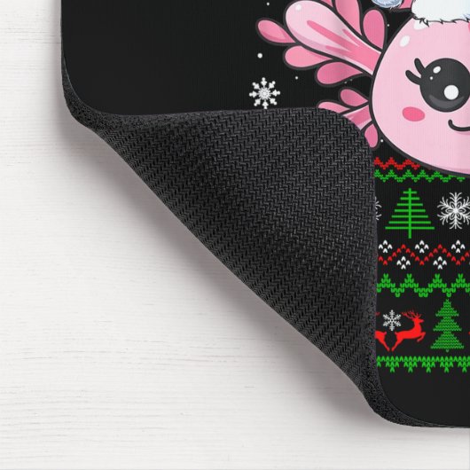 Axolotl Christmas Ugly Sweater Santa Axolotl Head Mousepad (Ecke)