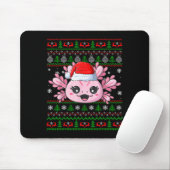 Axolotl Christmas Ugly Sweater Santa Axolotl Head Mousepad (Mit Mouse)
