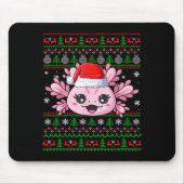 Axolotl Christmas Ugly Sweater Santa Axolotl Head Mousepad (Vorne)