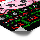 Axolotl Christmas Ugly Sweater Santa Axolotl Head Poster (Ecke)