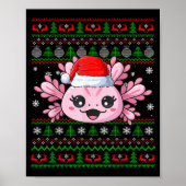 Axolotl Christmas Ugly Sweater Santa Axolotl Head Poster (Vorne)