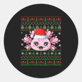 Axolotl Christmas Ugly Sweater Santa Axolotl Head Runder Aufkleber (Vorderseite)