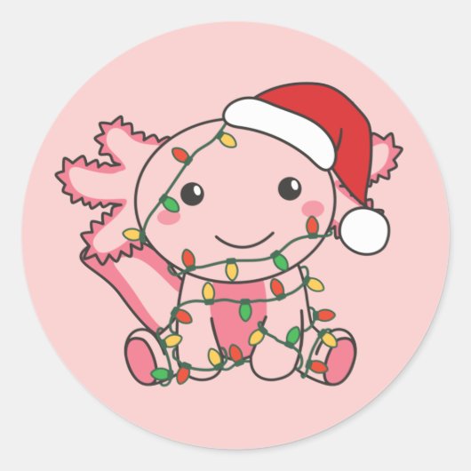 Axolotl Christmas Winter Animals Axolotls Classic Runder Aufkleber (Vorderseite)